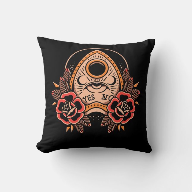 Oreiller carré de tatouage de planchette d'école v (Recto)