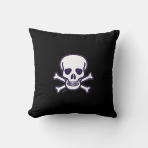 oreiller carré en coton noir Skull n Bones