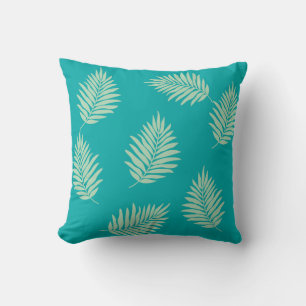 Oreiller carré Feuilles Bleu sarcelle 40 cm x 40 c