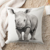 Oreiller carré jeté bébé rhinocéros noir et blanc (Couverture)