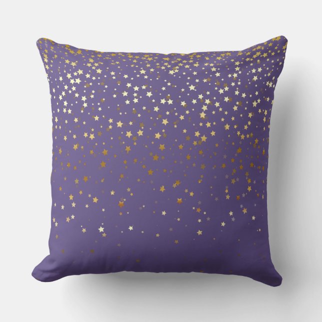 Oreiller carré petites étoiles dorées intérieures  (Recto)