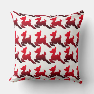 Oreiller carré rouge et blanc emballé en cadeau