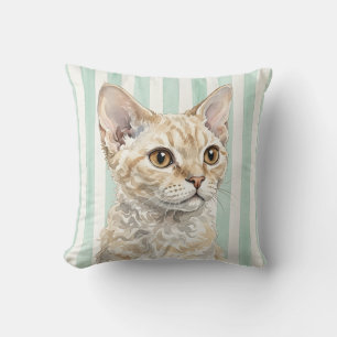 Oreiller Chat Devon Rex Aquarelle