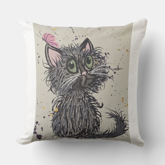 Oreiller Chat Effrayant (Recto)
