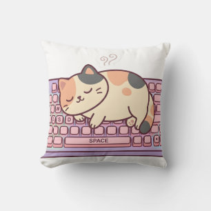 Oreiller Chat Gameur Clavier Mignon