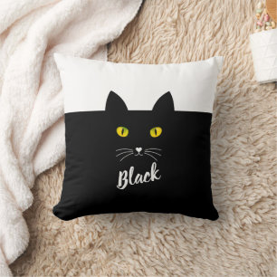 Oreiller chat noir personnalisé, cadeau pour les a