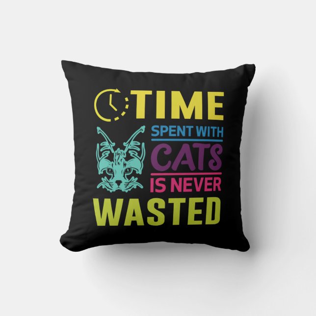 Oreiller citation de temps passé avec les chats (Recto)