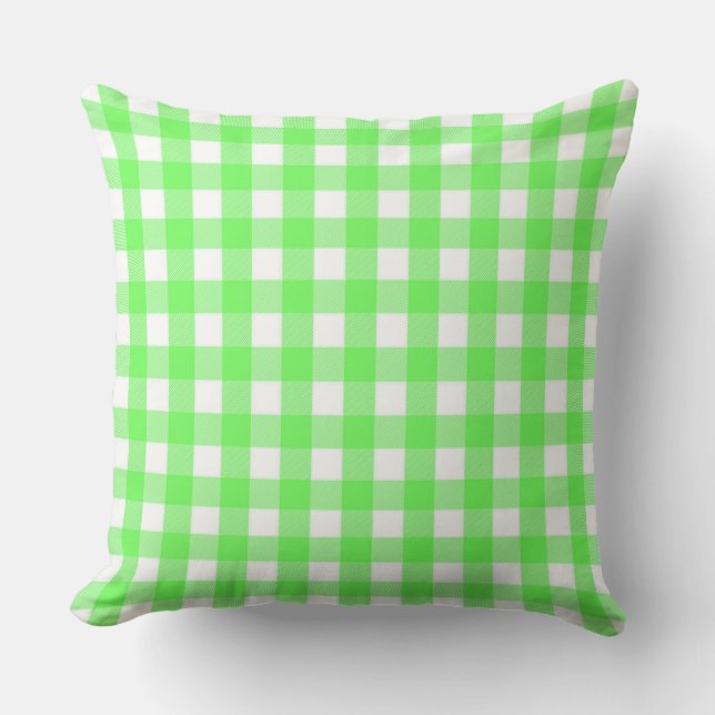 Oreiller classique vert vif En vichy (Recto)