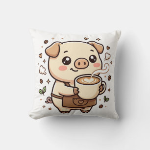 Oreiller Cochon Latte Café Kawaii