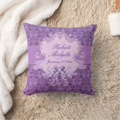 Oreiller commémoratif de mariage pourpre damassé (Couverture)