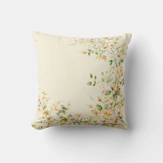 Oreiller couleur crème avec une délicate floraison (Recto)