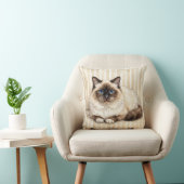 Oreiller d'accent de chat Birman à l'aquarelle (Chaise)