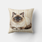 Oreiller d'accent de chat Birman à l'aquarelle (Verso)