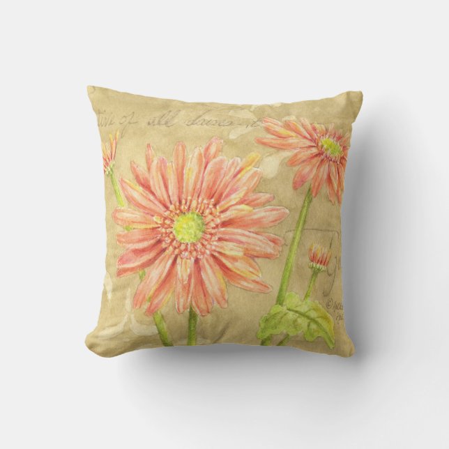 Oreiller Daisy Garden Notes Coton 16 x 16 (Recto)