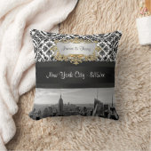 Oreiller damassé noir et blanc de la skyline de NY (Couverture)