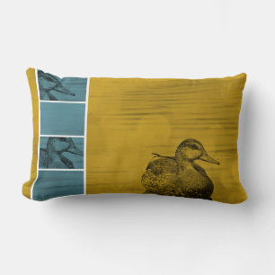 Oreiller d'art de canard bleu Gold N