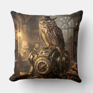 oreiller d'art mécanique de hibou steampunk