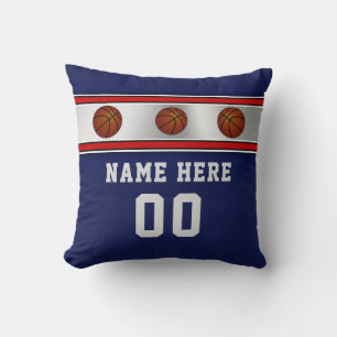 Oreiller de basketball personnalisé bleu et gris a