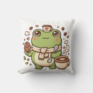 Oreiller de café Grenouille Kawaii