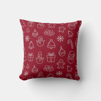 oreiller de célébration de Noël à motif rouge