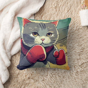Oreiller de chat de boxe amusant !