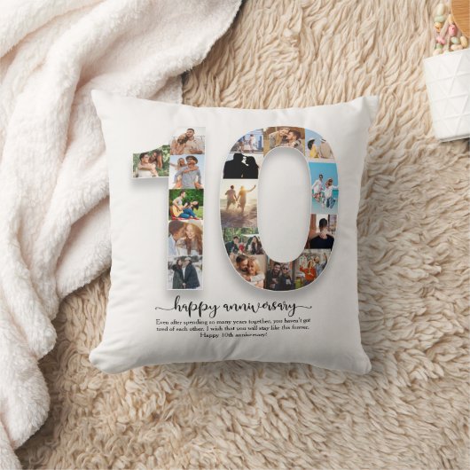 Oreiller de collage photo 10e anniversaire (Couverture)