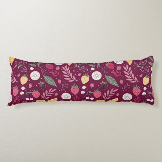 Oreiller de corps – Coussin long motif fruit prune (Devant)