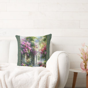 Oreiller de cour à l'aquarelle rêveuse : Décor flo