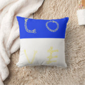 Oreiller de coussin d'amour bleu vif blanc (Couverture)