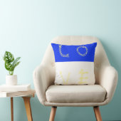 Oreiller de coussin d'amour bleu vif blanc (Chaise)