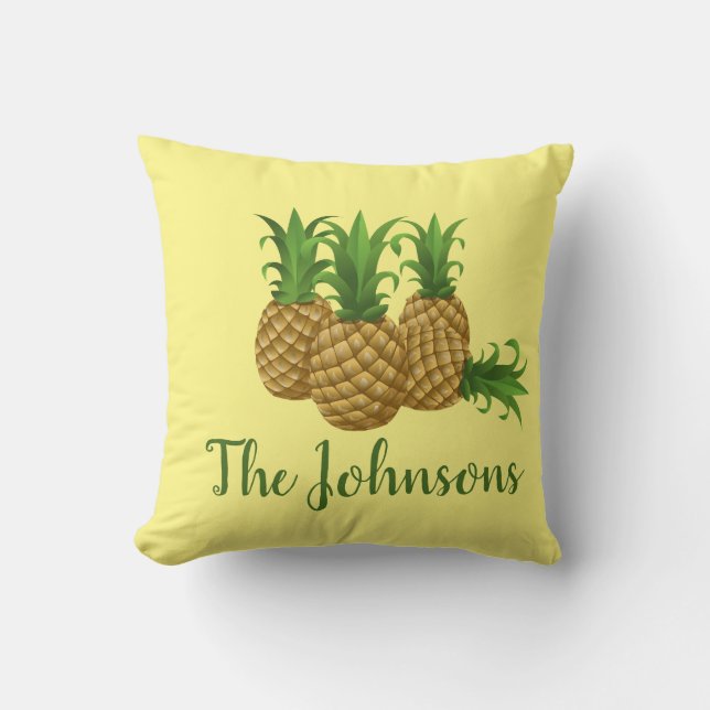 Oreiller de décoration de maison Jaune Ananas Trop (Recto)
