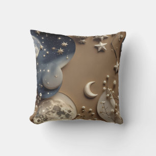 Oreiller de décoration - Lune céleste beige chaud