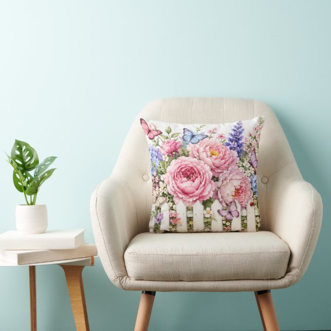 Oreiller de décoration maison Papillon Fleurs (Chaise)