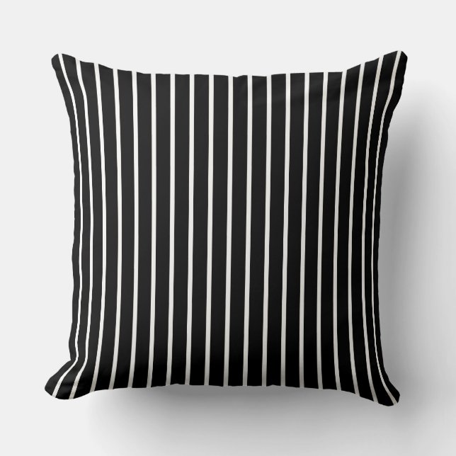 Oreiller de décoration rayé noir et blanc (Recto)