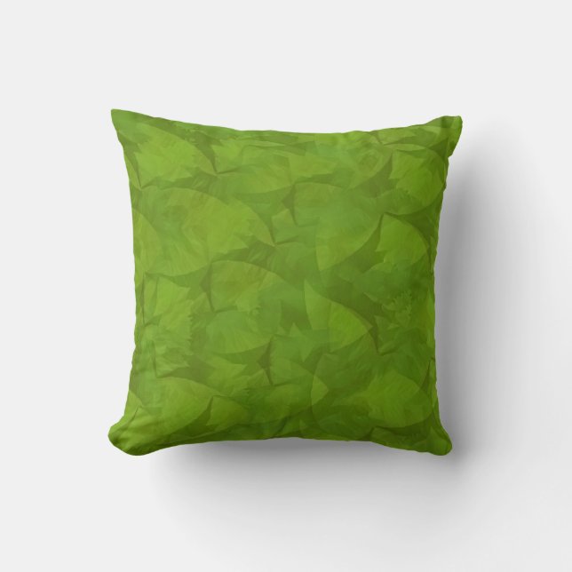 Oreiller de design d'art abstrait de feuille verte (Recto)