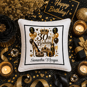 Oreiller de fête d'anniversaire 30 ans Gold Glitte