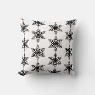 Oreiller de fête - Flocon de neige noir et blanc