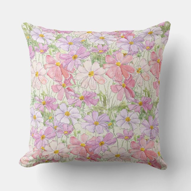 oreiller de fleurs de cosmos rose et violet pour l (Recto)