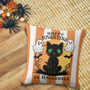 Oreiller de Halloween Chat Noir Bonne Chasse