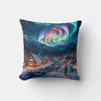 Oreiller de jet Aurora Northern Lights Winter Vill