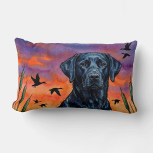 Oreiller de jet Black Lab Sunset Duck Hunting