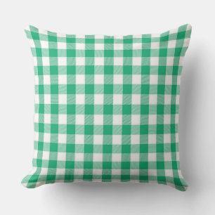 Oreiller de jet classique vert jade motif Gigham