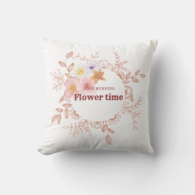 Oreiller de jet | Coussin de fleurs botaniques dou (Recto)