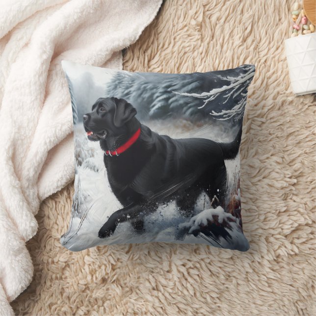 Oreiller de jet de chien Labrador Retriever noir d (Couverture)