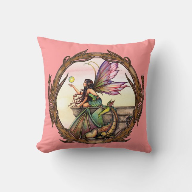 Oreiller de jet de fée et de dragon des orbes du d (Recto)