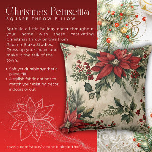 Oreiller de jet de Noël Poinsettia