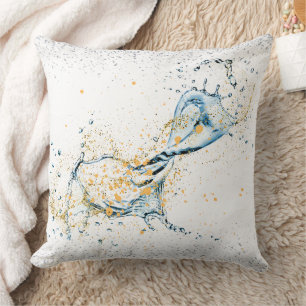 Oreiller de jet élégant Gold & Silver Water Splash