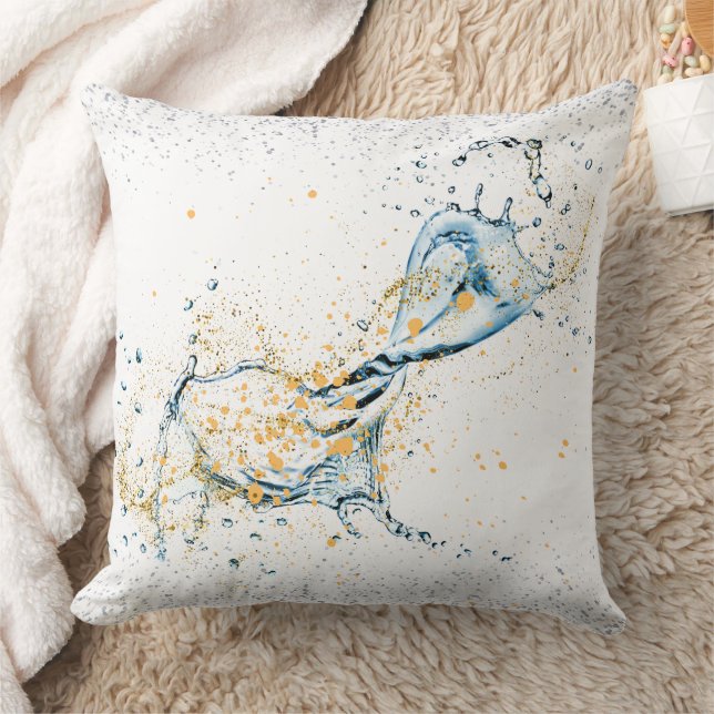 Oreiller de jet élégant Gold & Silver Water Splash (Couverture)