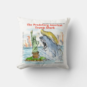 Oreiller de jet en coton pur Funny Trump Shark