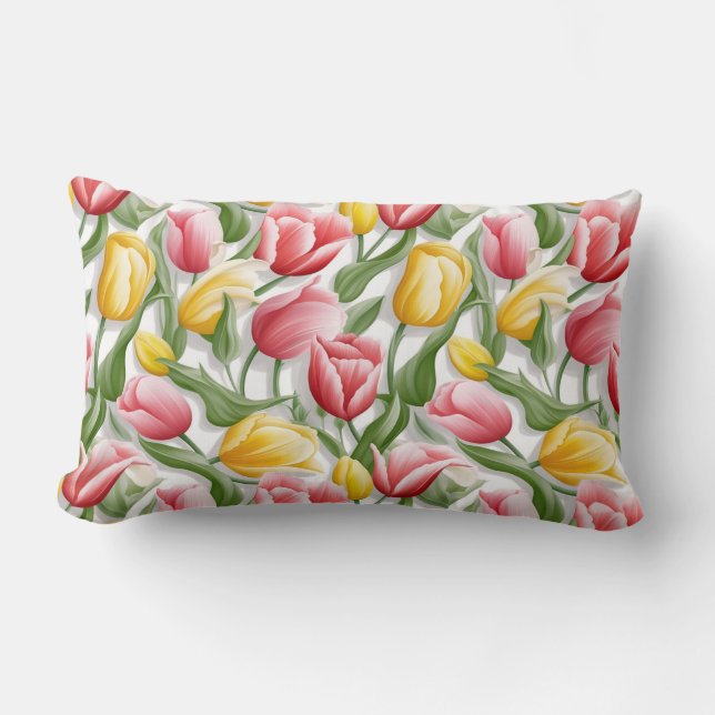 Oreiller de jet en coton Tulipes (Recto)